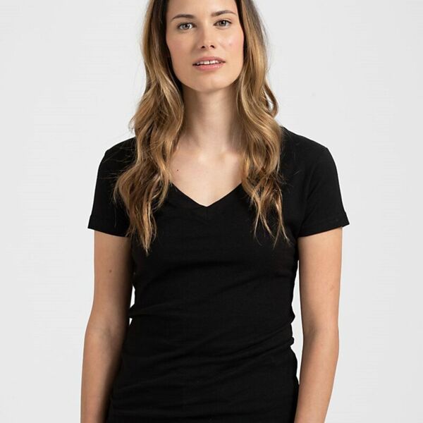 Women's Fine Jersey V-Neck T-Shirt Thumbnail